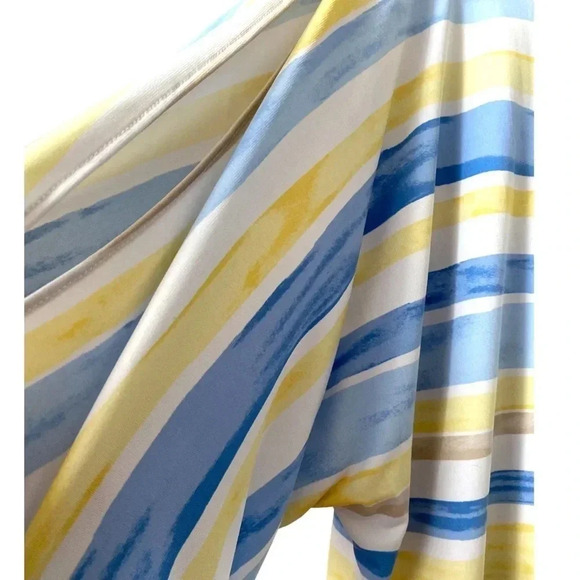 HEART OF PALM | Stripped Stretch Beach Top with Slit Dolman 3/4 Sleeves Size PXL - Picture 3 of 5